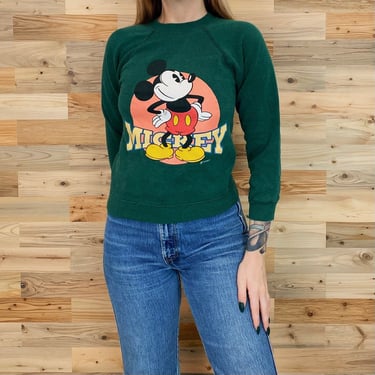 Mickey Mouse Disney Vintage Raglan Pullover Sweatshirt 