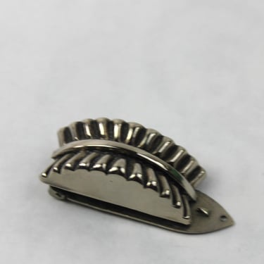 1940s Machine Age Hollow Metal Dress Fur Scarf Clip 