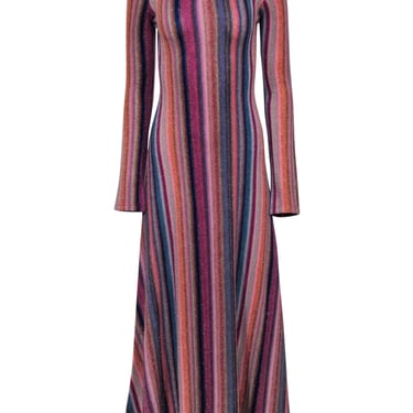 Something Navy - Shimmering Rainbow Striped Knit Reversible Maxi Dress Sz S