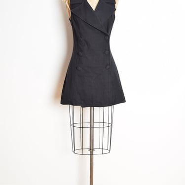 vintage 90s dress Fredericks of Hollywood black denim short mini dress M clothing 