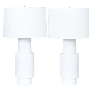 Pair of White Porcelain Lamps
