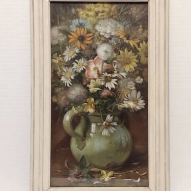 Antique Harry Roseland Stone Lithograph "Wildflowers" Decorative Art 11x17 