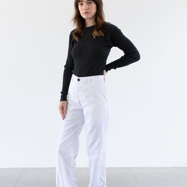 Vintage 31 34 39 42 Waist White Cotton Blend Utility Pants | Unisex High Rise Button Fly Trousers | WP004 