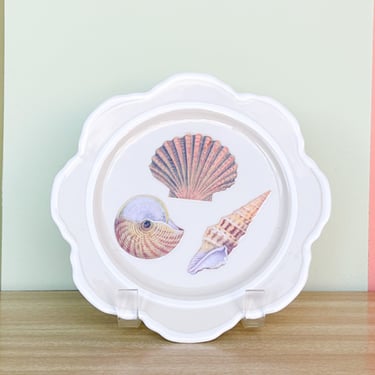 Set of Four Decoupage Shell Plates