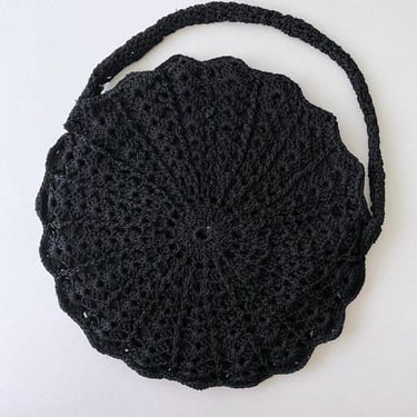 Vintage 40’s Black Crochet Purse 