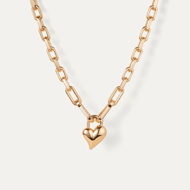 Jenny Bird - Padlock Heart Pendant Necklace - Gold