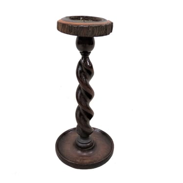 Wooden Candlesticks | Vintage Australian Mulga Wood Barley Twist Candlestick 