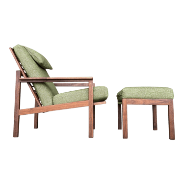 1969 Studio Made Arden Riddle Lounge Chair and Ottoman