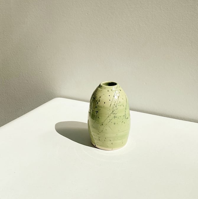 Avocado Speckled Ceramic Bud Vase