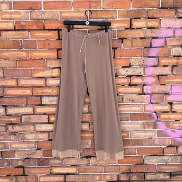 vintage style petit pois beige mesh pants / l large 