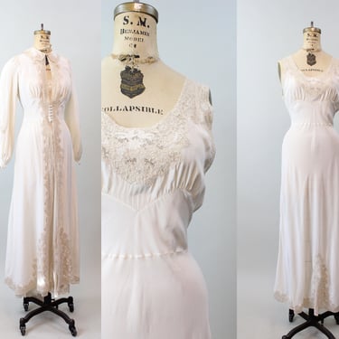 1930s PEIGNOIR set nightgown and robe small medium | new spring summer 