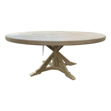 Jonathan Charles Organic Modern White Washed Lazy Susan Dining Table