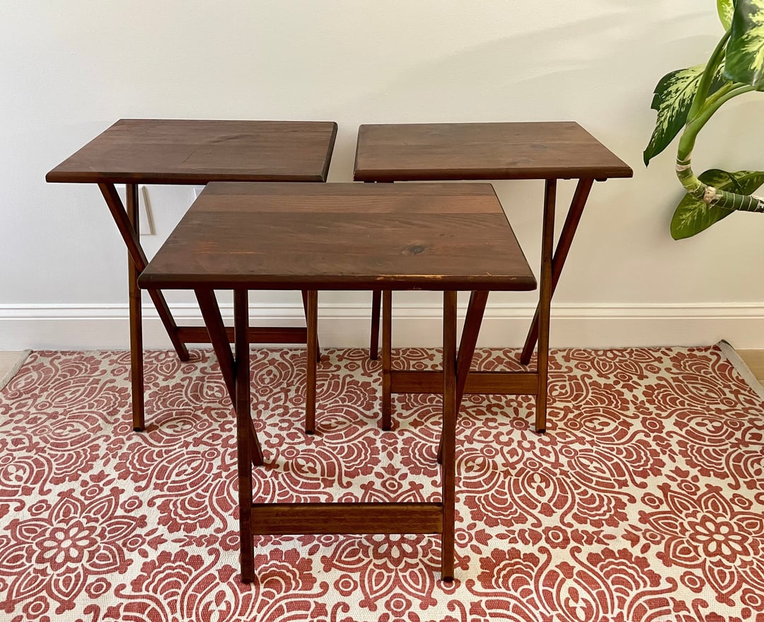 Vintage TV Tables Folding Wood TV Tables Wood Soulful Vintage