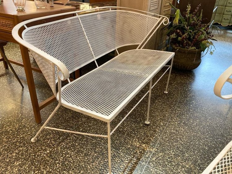 White metal settee 52.5” x 21” x 31” seat height 16.5” Call 202-232-8171 to purchase