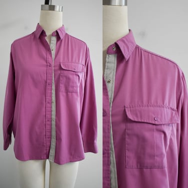 1980s Purple and Gray Blouse 