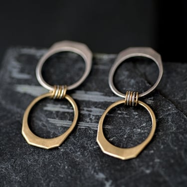 Brass and Sterling Silver Shackle Earrings