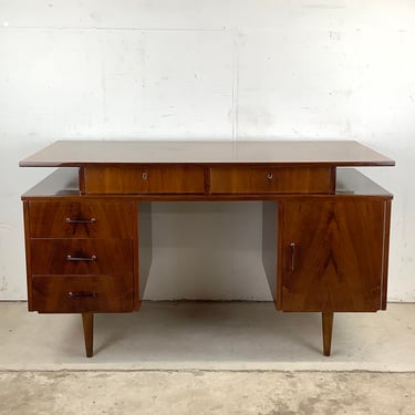 Mid-Century Floating Top Writing Desk With Vintage Lacquer Finish 