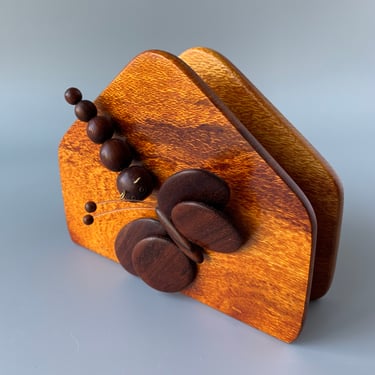 Wooden Napkin Holder Letter Holder with Butterfly and Caterpillar 