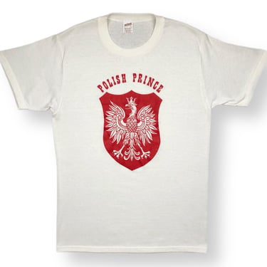 Vintage 70s/80s Polish Prince Shield Logo Single Stitch Destination/Souvenir Style Graphic T-Shirt Size Large 