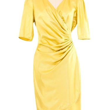 1980s Ungaro Ruched Gold Lamé Dress