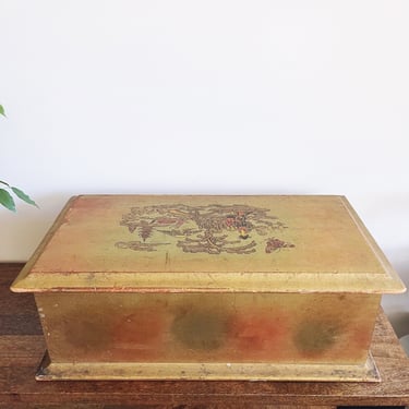 Vintage Chinese Painted Wooden Wedding Chest 