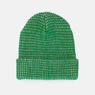 Grid Knit Beanie in Kelly Green