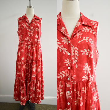 1990s Phool Indian Cotton Tiered Maxi Dress 