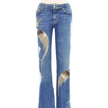 2000 Roberto Cavalli Embellished Bird Motif Jeans