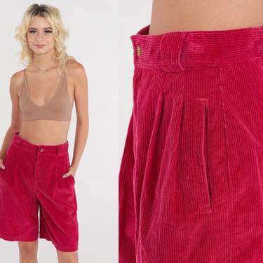 Pink Corduroy Shorts 90s Pleated High Waisted Shorts Retro Shorts 1990s Vintage Liz Claiborne Preppy Summer Bottoms Plain Small 6 