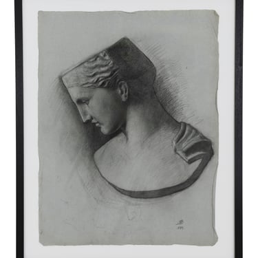 Framed Antique Drawing Female XIII
