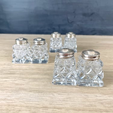 Norwegian sterling silver crystal salt and pepper sets - 3 pairs 