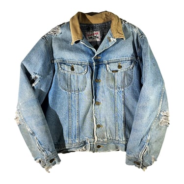 Vintage Lee Denim Jacket Distressed Amazing Trucker Cut Storm Rider