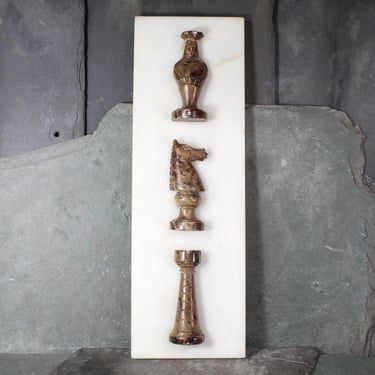 FOR CHESS PLAYERS! Unique Chess Art Wall Hanging | Marble Chess Pieces on Marble | Bixley Shop 