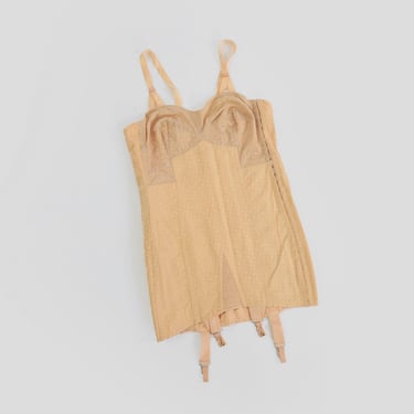 Vintage 1940s peach shape-wear corset girdle lingerie 