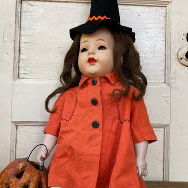 Vintage Creepy Halloween Witch Doll,  Missing One Limb, Haunted House, Antique Doll 