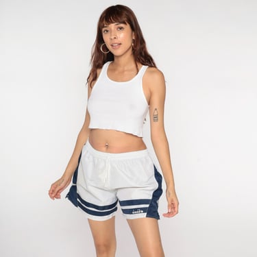 Blue Running Shorts 80s Retro Gym STRIPED High Waisted Royal