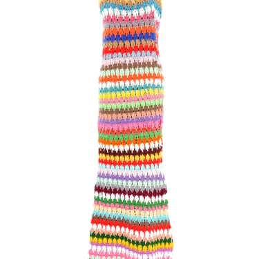 1970s Rainbow Crochet Maxi Dress