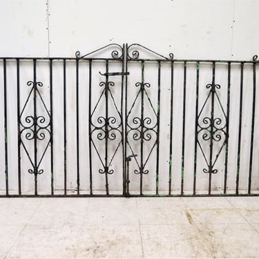 Antique English Green Wrought Iron Garden Gates 