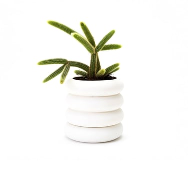 Tall Stacking Planter, White