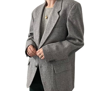 Farah Light Gray Wool Tweed Donegal Suede Elbow Patch Western Sport Coat 42L 