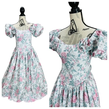 Vintage 80’s Jessica McClintock Bridal Floral Cottagecore Dress Size 6