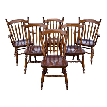 Vintage 1950’s Heywood Wakefield Maple Arrowback Windsor Dining Chairs - Set of 6 