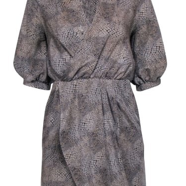 Amanda Uprichard - Grey & Tan Snake Print Silk Dress Sz S