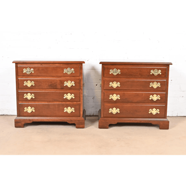 Henkel Harris Georgian Solid Cherry Wood Bedside Chests, Newly Refinished