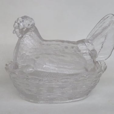 Hen Chicken on Nest Basket Small Covered Candy Dish 3877B
