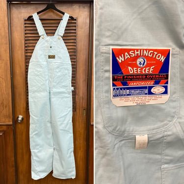 Vintage 1960’s -Deadstock- “Dee Cee” Sky Blue Mod Cotton Denim Jeans Overalls, W30 L36, Never Worn, 60’s Vintage Clothing 