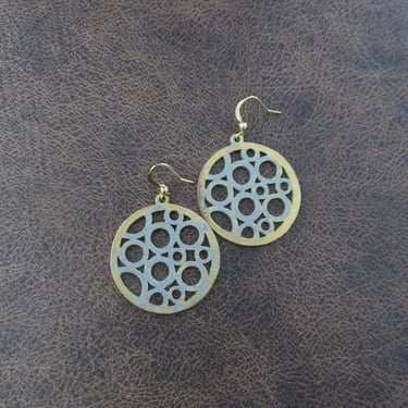 Mid century modern gold patina earrings 