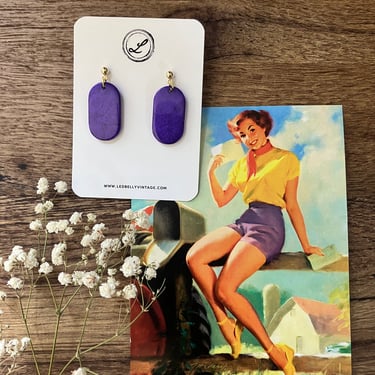Pretty Purple Oval Earrings | Purple and Gold Earrings | Purple Oval Earrings | LSU Jewelry | LSU Earrings | Mardi Gras Earrings 