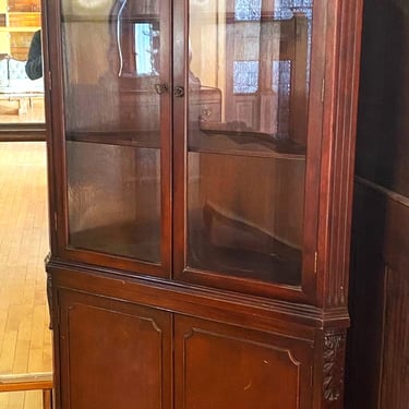 Dark Wood Corner Cabinet w Glass Doors
