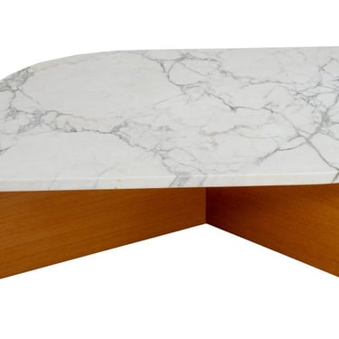 Kagan Style X Frame Marble Top Low Table, 20th C.